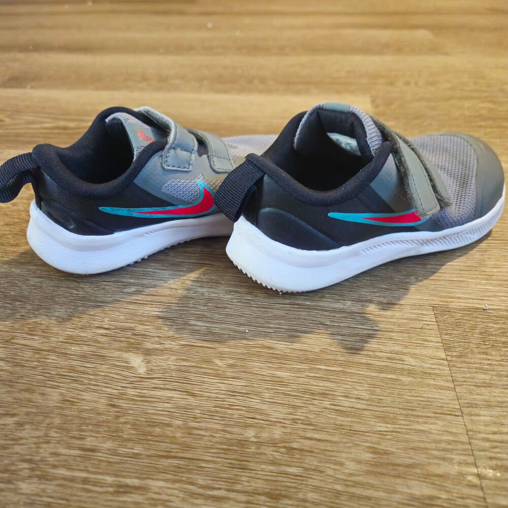 Nike Star Runner 3 Shoes Smoke Grey Siren Red Double Strap Sneakers Toddler 8C